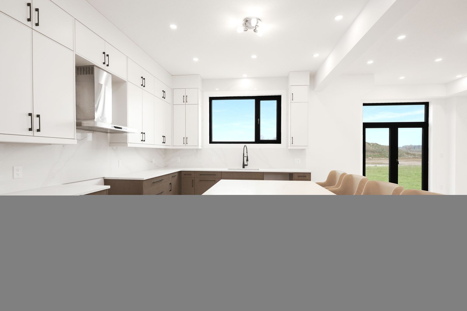 Kitchen with walkout to the garden in a completed Carnaby home